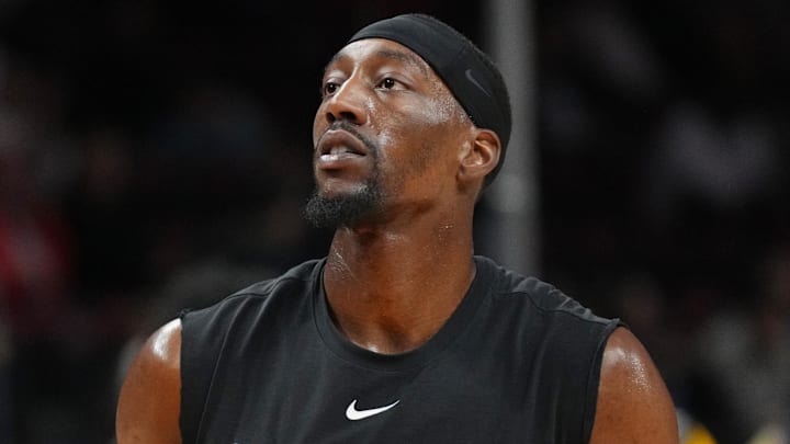 Miami Heat center Bam Adebayo (13) warms-up (Mandatory Credit: Jim Rassol-Imagn Images)