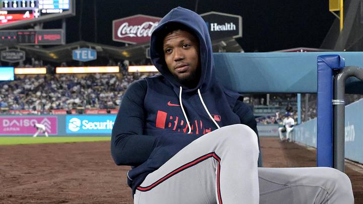 May 8, 2026; Los Angeles, California, USA; Atlanta Braves Ronald Acuña Jr. (13) looks on from the dugout during the game against the Los Angeles Dodgers at Dodger Stadium. Mandatory Credit: Jayne Kamin-Oncea-Imagn Images May 8, 2026; Los Angeles, California, USA; Atlanta Braves Ronald Acuña Jr. (13) looks on from the dugout during the game against the Los Angeles Dodgers at Dodger Stadium. Mandatory Credit: Jayne Kamin-Oncea-Imagn Images