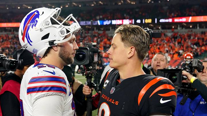 Buffalo Bills quarterback Josh Allen (17) and Cincinnati Bengals quarterback Joe Burrow (9) Buffalo Bills quarterback Josh Allen (17) and Cincinnati Bengals quarterback Joe Burrow (9)
