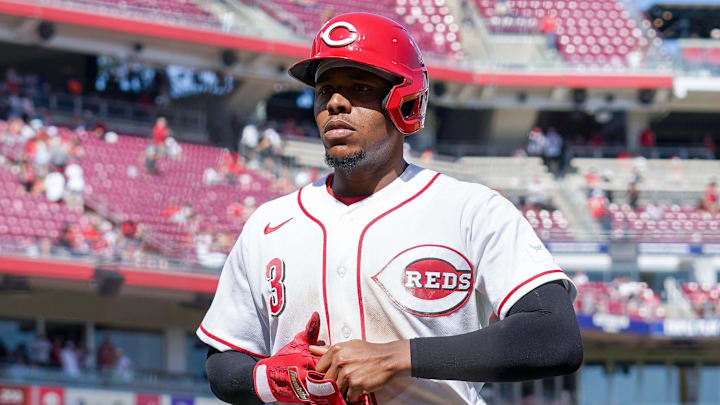 Cincinnati Reds third baseman Ke'bryan Hayes (3) walks off the field