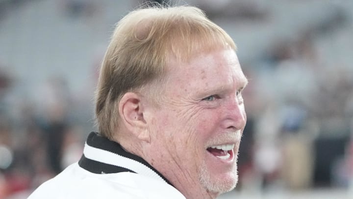 Aug 23, 2025; Glendale, Arizona, USA; Las Vegas Raiders owner Mark Davis looks on before the game against the Arizona Cardinals at State Farm Stadium. Mandatory Credit: Joe Camporeale-Imagn Images