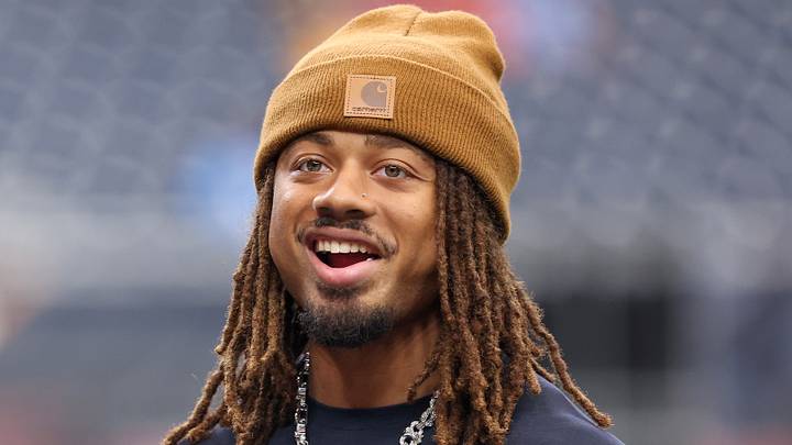 Aug 13, 2026; Houston, Texas, USA;  Houston Texans cornerback Derek Stingley Jr. (24) walks the field before the Texans play the Los Angeles Chargers at Reliant Stadium. Mandatory Credit: Thomas Shea-Imagn Images
