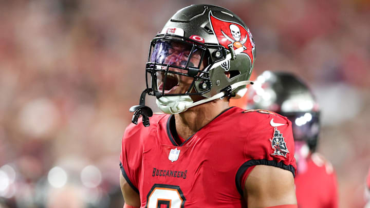 Oct 27, 2022; Tampa, Florida, USA; Tampa Bay Buccaneers linebacker Joe Tryon-Shoyinka (9) reacts after a play against the Baltimore Ravens in the second quarter at Raymond James Stadium. Mandatory Credit: Nathan Ray Seebeck-Imagn Images Oct 27, 2022; Tampa, Florida, USA; Tampa Bay Buccaneers linebacker Joe Tryon-Shoyinka (9) reacts after a play against the Baltimore Ravens in the second quarter at Raymond James Stadium. Mandatory Credit: Nathan Ray Seebeck-Imagn Images
