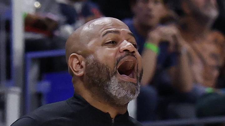 Detroit Pistons head coach J.B. Bickerstaff reacts in the second half against the Cleveland Cavaliers during game one of the second round of the 2026 NBA Playoffs at Little Caesars Arena on May 5, 2026.