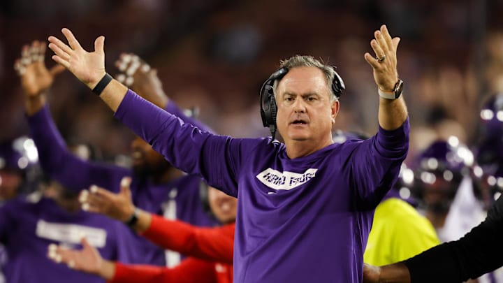 TCU football coach Sonny Dykes was thrown out of the game on Saturday after back-to-back penalties.
