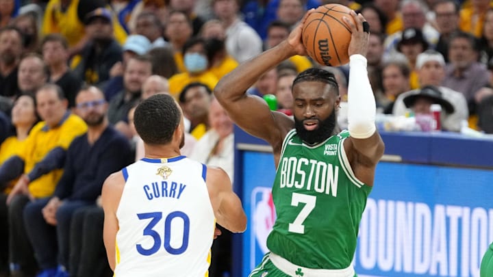 Boston Celtics wing Jaylen Brown doesn't believe Golden State Warriors star Steph Curry can guard him 1-on-1