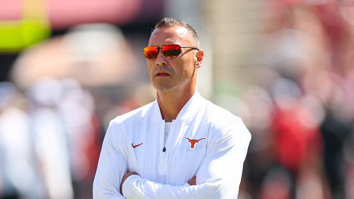Texas Longhorns head coach Steve Sarkisian before the game against the Oklahoma Sooners at the Cotton Bowl. Texas Longhorns head coach Steve Sarkisian before the game against the Oklahoma Sooners at the Cotton Bowl.