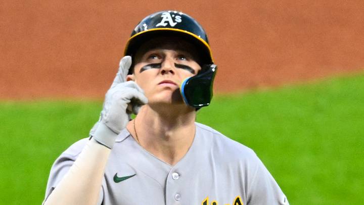 Sep 18, 2026; Cleveland, Ohio, USA; Athletics left fielder Zack Gelof (20) celebrates his three-run home run in the first inning against the Cleveland Guardians at Progressive Field. Mandatory Credit: David Richard-Imagn Images Sep 18, 2026; Cleveland, Ohio, USA; Athletics left fielder Zack Gelof (20) celebrates his three-run home run in the first inning against the Cleveland Guardians at Progressive Field. Mandatory Credit: David Richard-Imagn Images