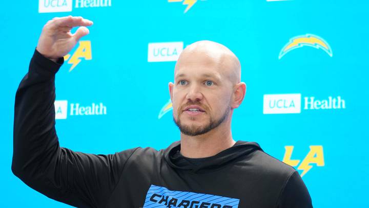 Jun 17, 2026; El Segundo, CA, USA; Los Angeles Chargers defensive coordinator Chris O'Leary at press conference during minicamp at The Bolt. Mandatory Credit: Kirby Lee-Imagn Images