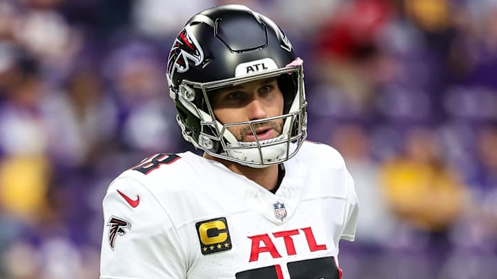 Dec 8, 2024; Minneapolis, Minnesota, USA; Atlanta Falcons quarterback Kirk Cousins (18) warms up before the game against the Minnesota Vikings at U.S. Bank Stadium. Mandatory Credit: Matt Krohn-Imagn Images Dec 8, 2024; Minneapolis, Minnesota, USA; Atlanta Falcons quarterback Kirk Cousins (18) warms up before the game against the Minnesota Vikings at U.S. Bank Stadium. Mandatory Credit: Matt Krohn-Imagn Images