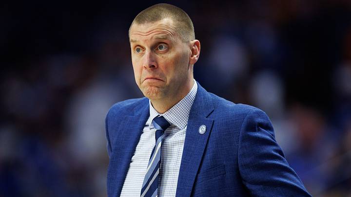 Feb 7, 2026; Lexington, Kentucky, USA; Kentucky Wildcats head coach Mark Pope reacts to the action during the first half against the Tennessee Volunteers at Rupp Arena at Central Bank Center. Mandatory Credit: Jordan Prather-Imagn Images Feb 7, 2026; Lexington, Kentucky, USA; Kentucky Wildcats head coach Mark Pope reacts to the action during the first half against the Tennessee Volunteers at Rupp Arena at Central Bank Center. Mandatory Credit: Jordan Prather-Imagn Images