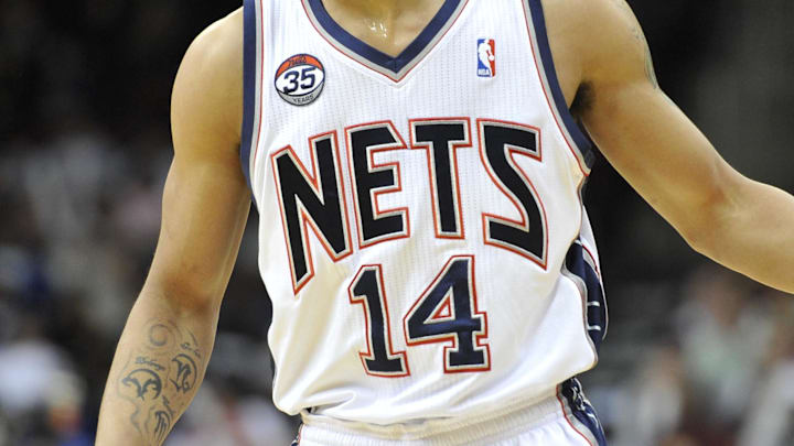 Apr 6, 2012; Newark, NJ, USA; New Jersey Nets forward Gerald Green (14) dribbles against the Washington Wizards during the first half at the Prudential Center. Mandatory Credit: Joe Camporeale-Imagn Images Apr 6, 2012; Newark, NJ, USA; New Jersey Nets forward Gerald Green (14) dribbles against the Washington Wizards during the first half at the Prudential Center. Mandatory Credit: Joe Camporeale-Imagn Images