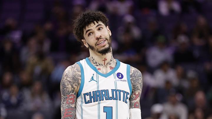 Mar 11, 2026; Sacramento, California, USA; Charlotte Hornets guard LaMelo Ball (1) gestures after scoring a three point basket against the Sacramento King during the fourth quarter at Golden 1 Center. Mandatory Credit: Kelley L Cox-Imagn Images