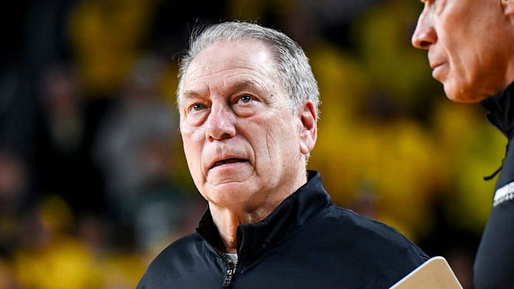 Michigan State's head coach Tom Izzo looks on during the second half in the game against Michigan on Sunday, March 8, 2026, at the Crisler Center in Ann Arbor.