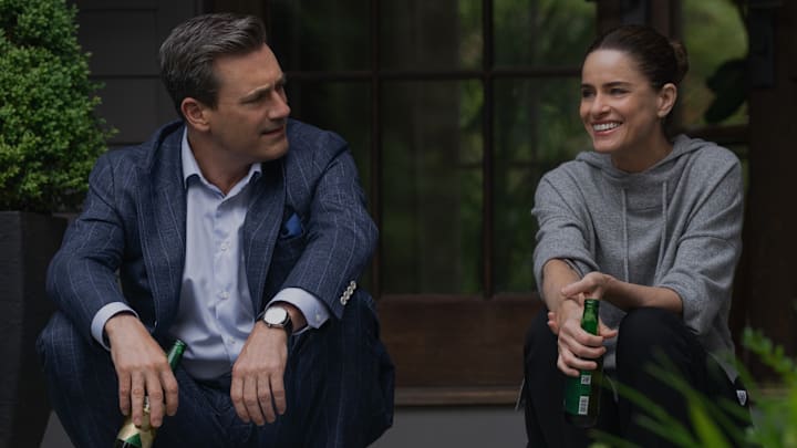 Jon Hamm and Amanda Peet in "Your Friends & Neighbors," now streaming on Apple TV