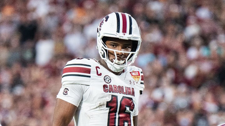 Dec 31, 2024; Orlando, FL, USA; South Carolina Gamecocks quarterback LaNorris Sellers (16) before the play call against the Illinois Fighting Illini in the fourth quarter at Camping World Stadium. Mandatory Credit: Jeremy Reper-Imagn Images Dec 31, 2024; Orlando, FL, USA; South Carolina Gamecocks quarterback LaNorris Sellers (16) before the play call against the Illinois Fighting Illini in the fourth quarter at Camping World Stadium. Mandatory Credit: Jeremy Reper-Imagn Images