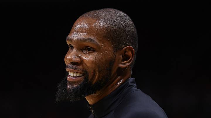Atlanta, Georgia, USA; Houston Rockets forward Kevin Durant (7) reacts during warm ups before a game against the Atlanta Hawks at State Farm Arena on Oct 24, 2026. Atlanta, Georgia, USA; Houston Rockets forward Kevin Durant (7) reacts during warm ups before a game against the Atlanta Hawks at State Farm Arena on Oct 24, 2026.