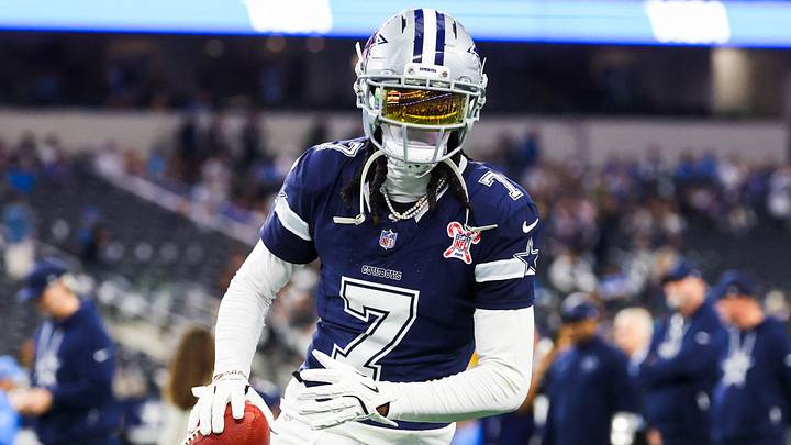 Dec 21, 2025; Arlington, Texas, USA; Dallas Cowboys cornerback Trevon Diggs (7) participates in pregame warmups against the Los Angeles Chargers at AT&T Stadium. Mandatory Credit: Kevin Jairaj-Imagn Images Dec 21, 2025; Arlington, Texas, USA; Dallas Cowboys cornerback Trevon Diggs (7) participates in pregame warmups against the Los Angeles Chargers at AT&T Stadium. Mandatory Credit: Kevin Jairaj-Imagn Images