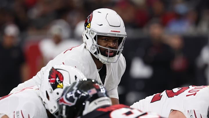 Dec 14, 2025; Houston, Texas, USA; Arizona Cardinals quarterback Jacoby Brissett (7) directs a play during the first quarter against the Houston Texans at NRG Stadium. Mandatory Credit: Thomas Shea-Imagn Images Dec 14, 2025; Houston, Texas, USA; Arizona Cardinals quarterback Jacoby Brissett (7) directs a play during the first quarter against the Houston Texans at NRG Stadium. Mandatory Credit: Thomas Shea-Imagn Images
