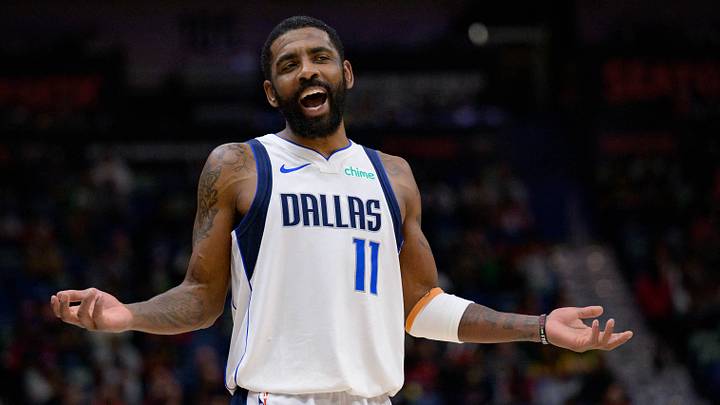 Jan 29, 2025; New Orleans, Louisiana, USA; Dallas Mavericks guard Kyrie Irving (11) reacts to fan during the second half against the New Orleans Pelicans at Smoothie King Center. Mandatory Credit: Matthew Hinton-Imagn Images Jan 29, 2025; New Orleans, Louisiana, USA; Dallas Mavericks guard Kyrie Irving (11) reacts to fan during the second half against the New Orleans Pelicans at Smoothie King Center. Mandatory Credit: Matthew Hinton-Imagn Images