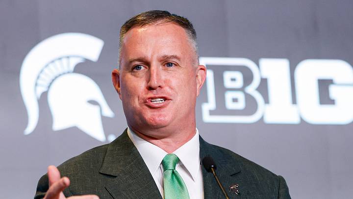 Jul 29, 2026; Chicago, IL, USA; Michigan State Football head coach Pat Fitzgerald speaks during Big Ten Media Days at Hilton Chicago. Mandatory Credit: Kamil Krzaczynski-Imagn Images Jul 29, 2026; Chicago, IL, USA; Michigan State Football head coach Pat Fitzgerald speaks during Big Ten Media Days at Hilton Chicago. Mandatory Credit: Kamil Krzaczynski-Imagn Images