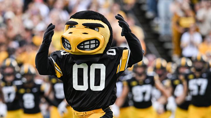 Sep 19, 2026; Iowa City, Iowa, USA; The Iowa Hawkeyes mascot Herky leads the crowd against the UNI Panthers before the game at Kinnick Stadium. Mandatory Credit: Jeffrey Becker-Imagn Images Sep 19, 2026; Iowa City, Iowa, USA; The Iowa Hawkeyes mascot Herky leads the crowd against the UNI Panthers before the game at Kinnick Stadium. Mandatory Credit: Jeffrey Becker-Imagn Images