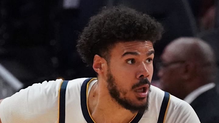Feb 22, 2026; San Francisco, California, USA; Denver Nuggets forward Cameron Johnson (23) dribbles upcourt against the Golden State Warriors in the third quarter at Chase Center. Mandatory Credit: David Gonzales-Imagn Images Feb 22, 2026; San Francisco, California, USA; Denver Nuggets forward Cameron Johnson (23) dribbles upcourt against the Golden State Warriors in the third quarter at Chase Center. Mandatory Credit: David Gonzales-Imagn Images