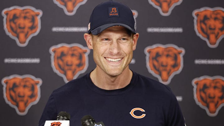 Chicago Bears head coach Ben Johnson speaks during minicamp at Halas Hall.