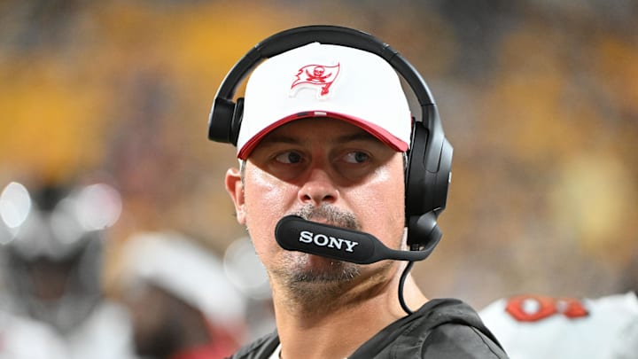 Tampa Bay Buccaneers offensive coordinator Josh Grizzard watches the action against the Pittsburgh Steelers 