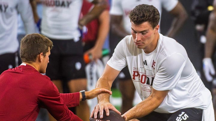 Fernando Mendoza participates in Indiana University's Pro Day at Mellencamp Pavilion on Wednesday, April 1, 2026. Fernando Mendoza participates in Indiana University's Pro Day at Mellencamp Pavilion on Wednesday, April 1, 2026.