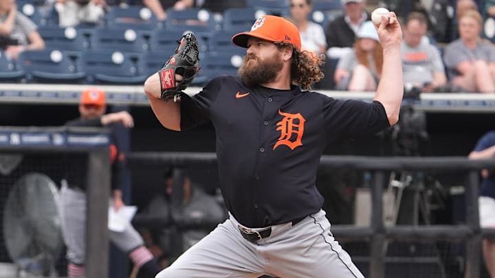 Mar 10, 2025; Tampa, Florida, USA; Detroit Tigers pitcher Andrew Chafin (0) throws a pitch agains the New York Yankees during the fifth inning at George M. Steinbrenner Field Mar 10, 2025; Tampa, Florida, USA; Detroit Tigers pitcher Andrew Chafin (0) throws a pitch agains the New York Yankees during the fifth inning at George M. Steinbrenner Field