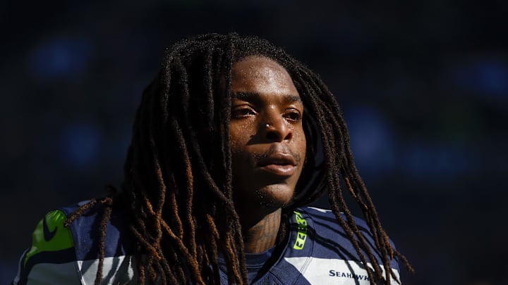 Seattle Seahawks wide receiver Laviska Shenault Jr. runs off the field