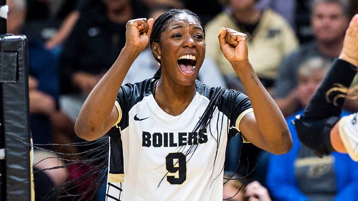 Dior Charles celebrates a Purdue point. Dior Charles celebrates a Purdue point.