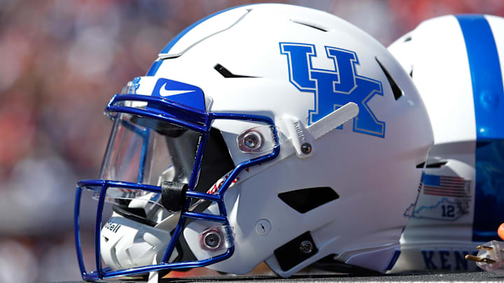 Oct 1, 2022; Oxford, Mississippi, USA; The Kentucky Wildcats helmet against the Mississippi Rebels at Vaught-Hemingway Stadium.
