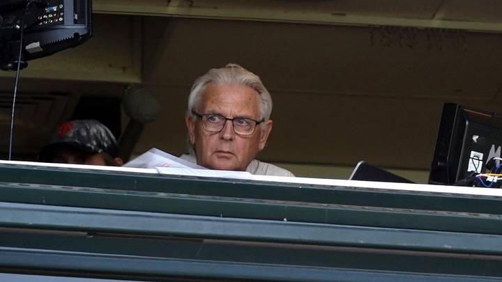 San Francisco, California, USA; San Francisco Giants broadcaster Duane Kuiper sits in the television booth before the game between the San Francisco Giants and the Pittsburgh Pirates at Oracle Park. Mandatory Credit: Darren Yamashita-Imagn Images