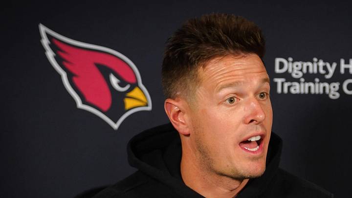 Arizona Cardinals head coach Mike LaFleur speaks during a press conference at the Arizona Cardinals training facility in Tempe, Ariz. on June 10, 2026. Arizona Cardinals head coach Mike LaFleur speaks during a press conference at the Arizona Cardinals training facility in Tempe, Ariz. on June 10, 2026.
