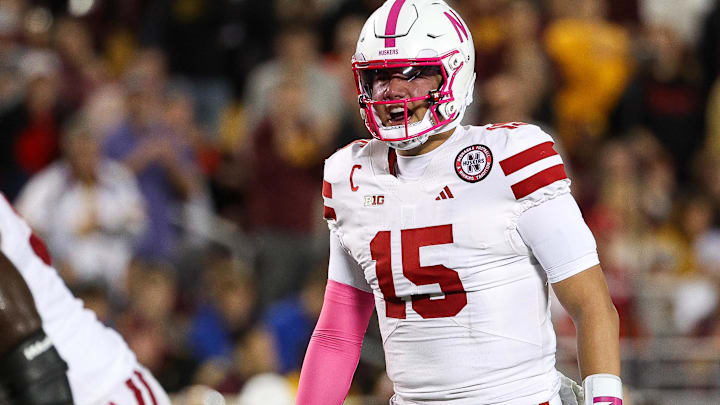 Nebraska quarterback Dylan Raiola was sacked nine times last week against Minnesota in a 24-6 loss. Nebraska quarterback Dylan Raiola was sacked nine times last week against Minnesota in a 24-6 loss.