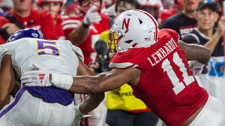 Nebraska's Cameron Lenhardt helps to bring down Northern Iowa running back Amauri Pesek-Hickson. Nebraska's Cameron Lenhardt helps to bring down Northern Iowa running back Amauri Pesek-Hickson.