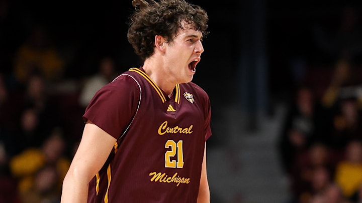 Central Michigan forward Ugnius Jarusevicius celebrates a three-point basket against Minnesota last November. Central Michigan forward Ugnius Jarusevicius celebrates a three-point basket against Minnesota last November.