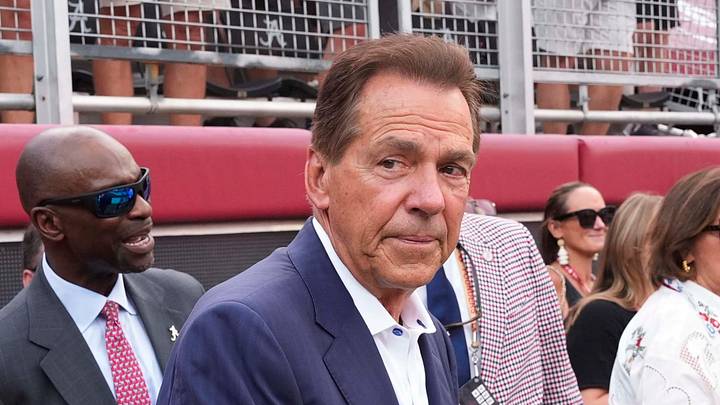 Sep 19, 2026; Tuscaloosa, AL, USA; Former head coach Nick Saban and his wife Terry Saban were at the Florida State game to honor teachers through their Nick’s Kids Foundation at Saban Field at Bryant-Denny Stadium.