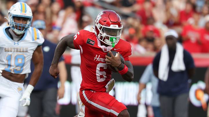 Sep 12, 2026; Houston, Texas, USA; Houston Cougars running back Re'shaun Sanford II (6) runs with the ball during the first quarter against the Southern University Jaguars at TDECU Stadium. Mandatory Credit: Troy Taormina-Imagn Images Sep 12, 2026; Houston, Texas, USA; Houston Cougars running back Re'shaun Sanford II (6) runs with the ball during the first quarter against the Southern University Jaguars at TDECU Stadium. Mandatory Credit: Troy Taormina-Imagn Images