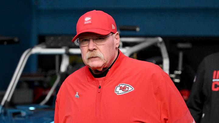Dec 21, 2025; Nashville, Tennessee, USA; Kansas City Chiefs head coach Andy Reid before a game against the Tennessee Titans at Nissan Stadium. Mandatory Credit: Steve Roberts-Imagn Images