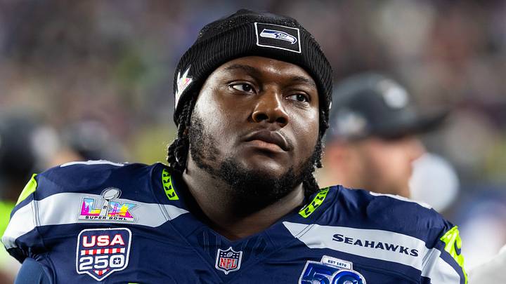 Feb 8, 2026; Santa Clara, CA, USA; Seattle Seahawks guard Christian Haynes (64) against the New England Patriots during Super Bowl LX at Levi's Stadium. Mandatory Credit: Mark J. Rebilas-Imagn Images Feb 8, 2026; Santa Clara, CA, USA; Seattle Seahawks guard Christian Haynes (64) against the New England Patriots during Super Bowl LX at Levi's Stadium. Mandatory Credit: Mark J. Rebilas-Imagn Images