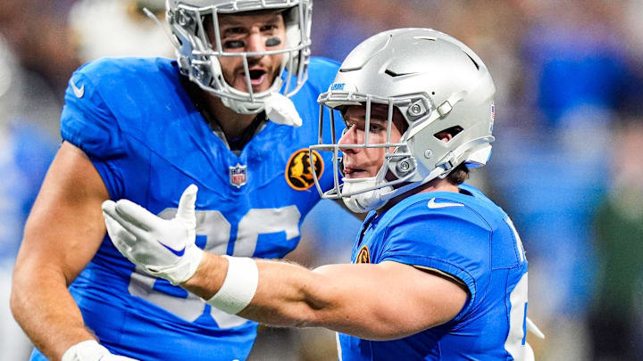 Detroit Lions wide receiver Tom Kennedy (85) celebrates a catch for a first down against Green Bay Packers Detroit Lions wide receiver Tom Kennedy (85) celebrates a catch for a first down against Green Bay Packers
