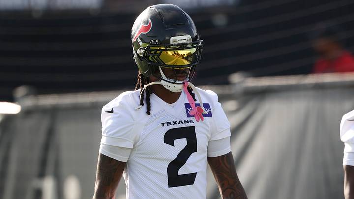 Jul 30, 2026; Houston, Texas, USA;  Houston Texans safety Calen Bullock (2) during training camp at Houston Methodist Training Center. Mandatory Credit: Troy Taormina-Imagn Images