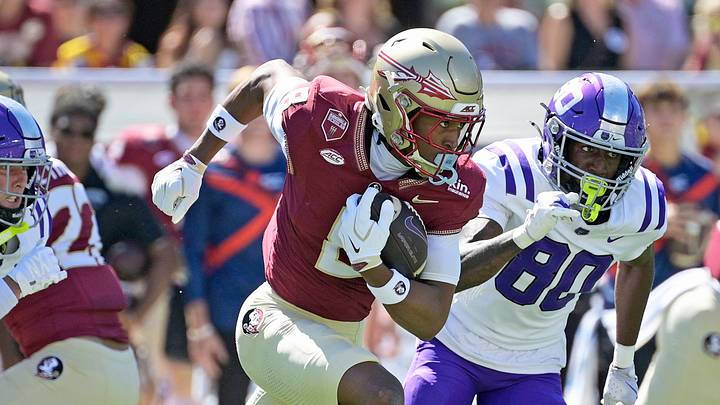 Sep 26, 2026; Tallahassee, Florida, USA;  Florida State Seminoles wide receiver Micahi Danzy (8) returns a kickoff during the first quarter against Central Arkansas Bears at Doak S. Campbell Stadium.  Mandatory Credit: Melina Myers-Imagn Images