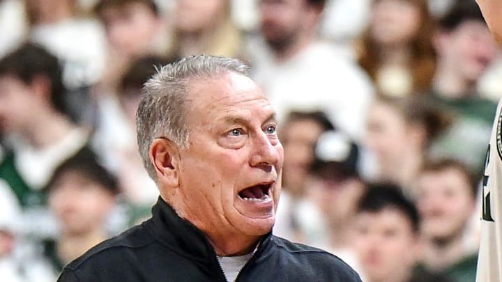 Michigan State's head coach Tom Izzo, left, talks with Jaxon Kohler UCLA's during the first half on Tuesday, Feb. 17, 2026, at the Breslin Center in East Lansing. Michigan State's head coach Tom Izzo, left, talks with Jaxon Kohler UCLA's during the first half on Tuesday, Feb. 17, 2026, at the Breslin Center in East Lansing.