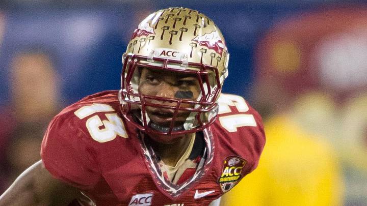 Dec 7, 2013; Charlotte, NC, USA; Florida State Seminoles defensive back Jalen Ramsey (13) lines up against the Duke Blue Devils during the fourth quarter at Bank of America Stadium. FSU defeated Duke 45-7. Mandatory Credit: Jeremy Brevard-USA TODAY Sports Dec 7, 2013; Charlotte, NC, USA; Florida State Seminoles defensive back Jalen Ramsey (13) lines up against the Duke Blue Devils during the fourth quarter at Bank of America Stadium. FSU defeated Duke 45-7. Mandatory Credit: Jeremy Brevard-USA TODAY Sports