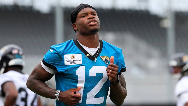 Jacksonville Jaguars wide receiver/cornerback Travis Hunter (12) runs during the first day of minicamp at the Miller Electric Center, Tuesday, June 9, 2026, in Jacksonville, Fla. Jacksonville Jaguars wide receiver/cornerback Travis Hunter (12) runs during the first day of minicamp at the Miller Electric Center, Tuesday, June 9, 2026, in Jacksonville, Fla.