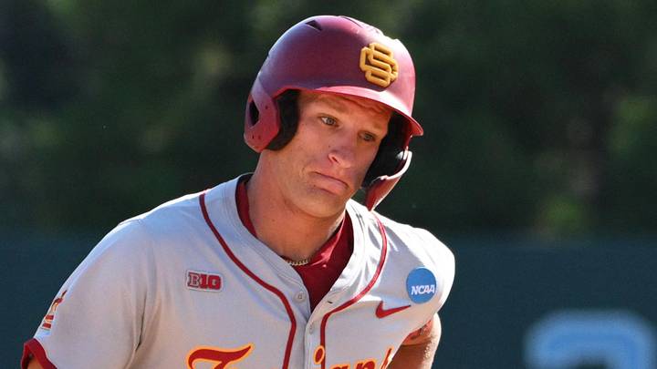 Jun 5, 2026; Chapel Hill, NC, USA; USC Trojans infielder Dean Carpentier (6) rounds third base after hitting a grand slam against the North Carolina Tar Heels in the sixth inning at Boshamer Stadium. Mandatory Credit: Zachary Taft-Imagn Images Jun 5, 2026; Chapel Hill, NC, USA; USC Trojans infielder Dean Carpentier (6) rounds third base after hitting a grand slam against the North Carolina Tar Heels in the sixth inning at Boshamer Stadium. Mandatory Credit: Zachary Taft-Imagn Images